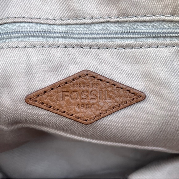 Fossil Tessa chestnut leather small satchel bag purse with crossbody strap - Picture 12 of 16